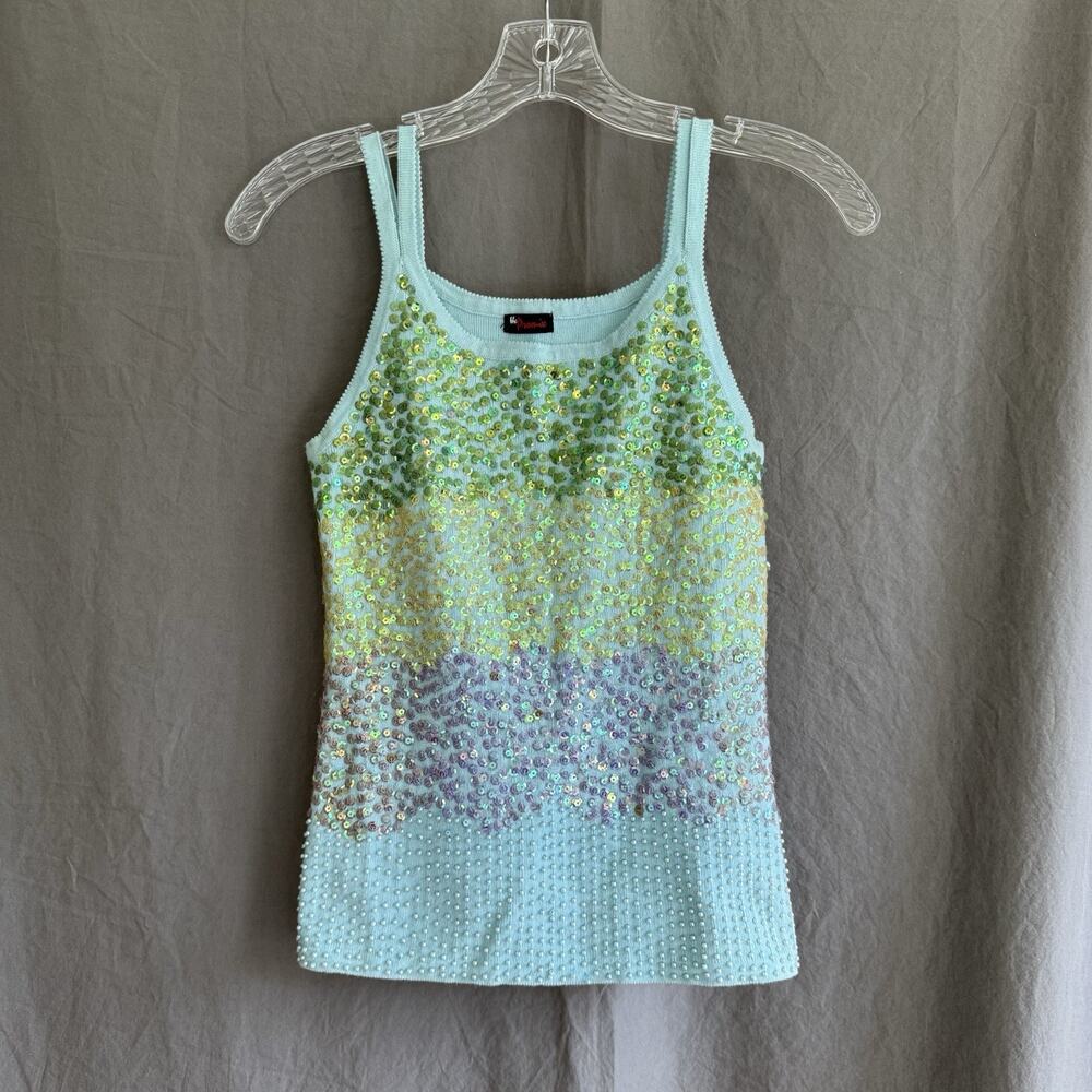 Vintage‎ The Promise Sequin Beaded Cami Mermaid Clubwear Mermaid Rave Top Sz XS